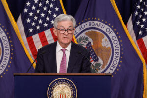 U.S. Federal Reserve Chair Powell holds news conference after Fed announced quarter point interest rate hike in Washington
